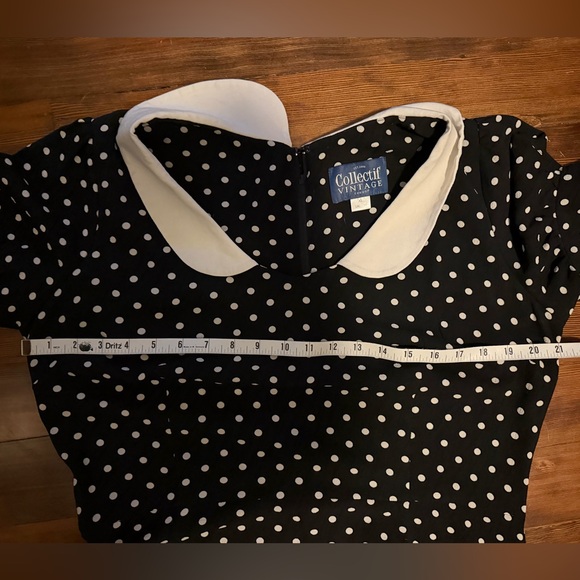 Collectif Black and White Polka Dot Midi Dress from Unique Vintage, XL - Picture 7 of 8